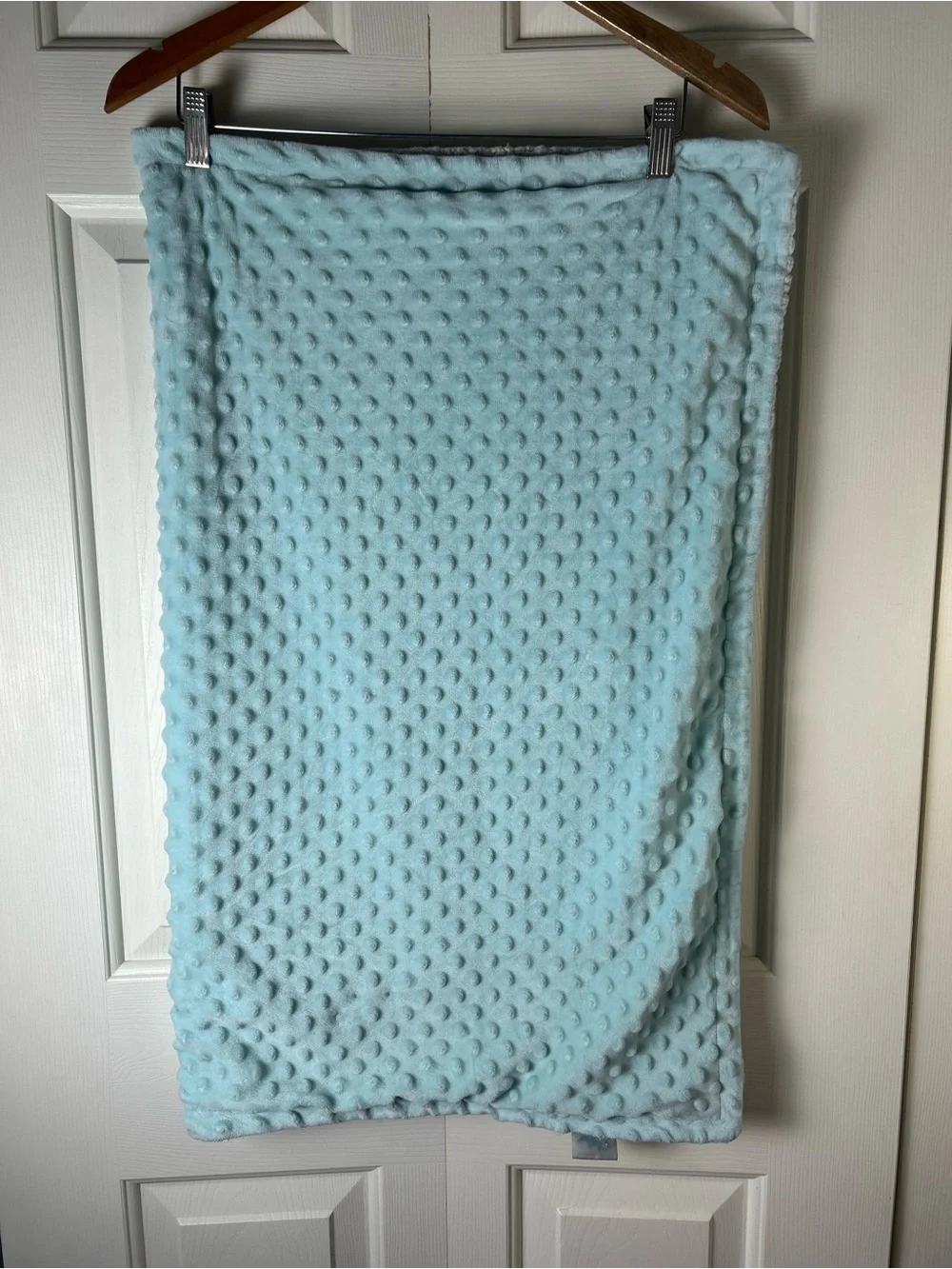 Sweet Dolphin Light Blue Baby Blanket Minky Dot White Sherpa Lovey